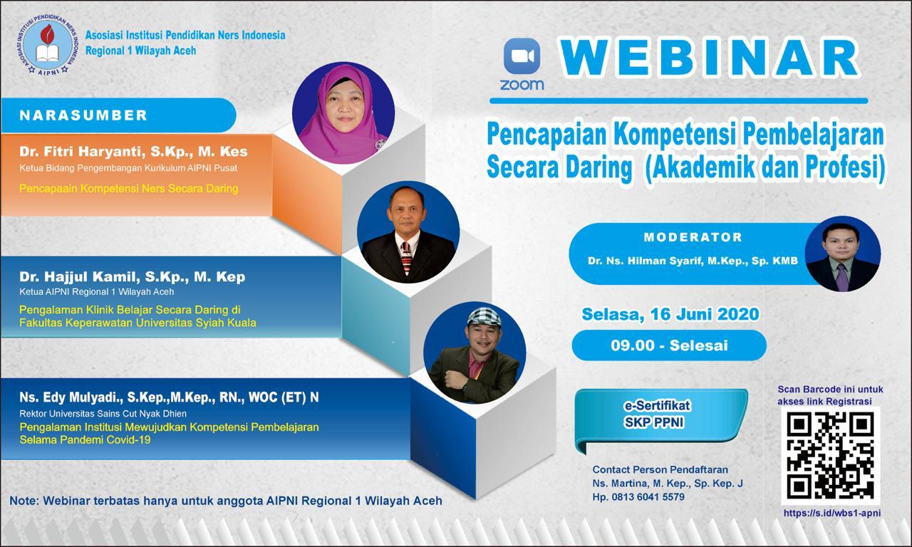 Dekan Beri Materi pada pada Webinar AIPNI Regional 1 Wilayah Aceh