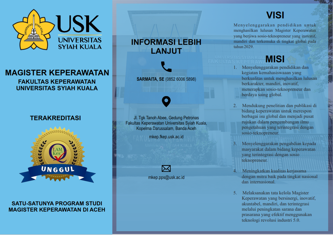 PENERIMAAN MAHASISWA BARU PROGRAM STUDI MAGISTER KEPERAWATAN FAKULTAS KEPERAWATAN UNIVERSITAS SYIAH KUALA TAHUN AJARAN 2024/2025